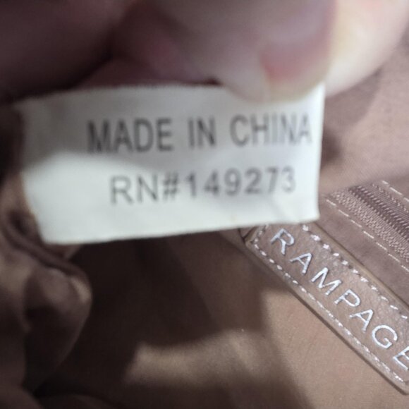 Rampage Satchel Bag Womens Taupe Faux Leather Shoulder Handbag Zip Pockets - Picture 8 of 10